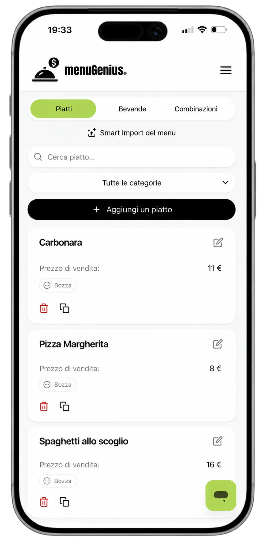Carica il Menu